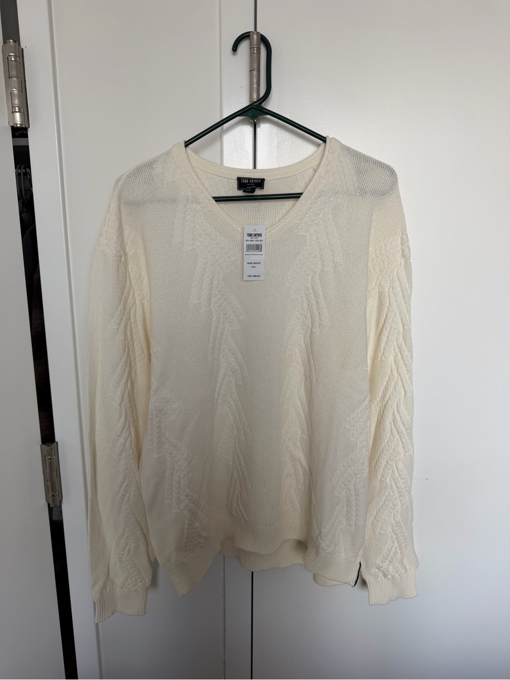 Todd Snyder Cream Cable-Knit Crewneck Sweater